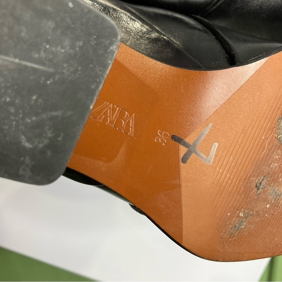 Zara square toe block heel mules black leather size 36 - Picture 10 of 10